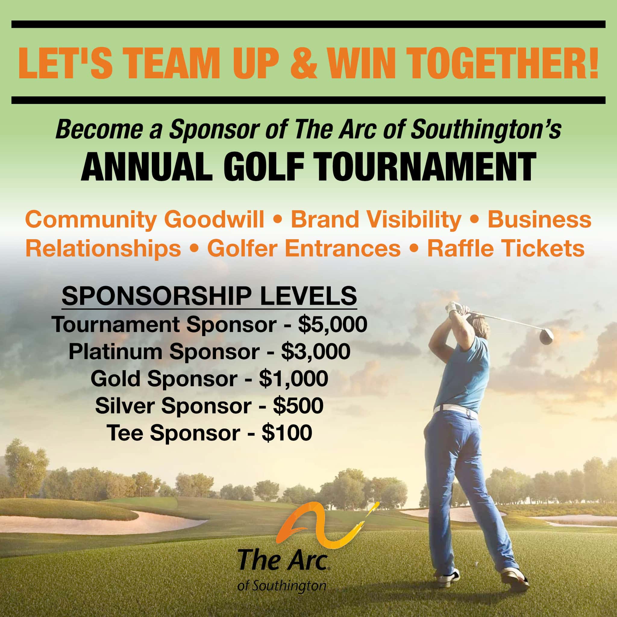 Sponsor the 2024 Annual Golf Tournament The Arc of Southington